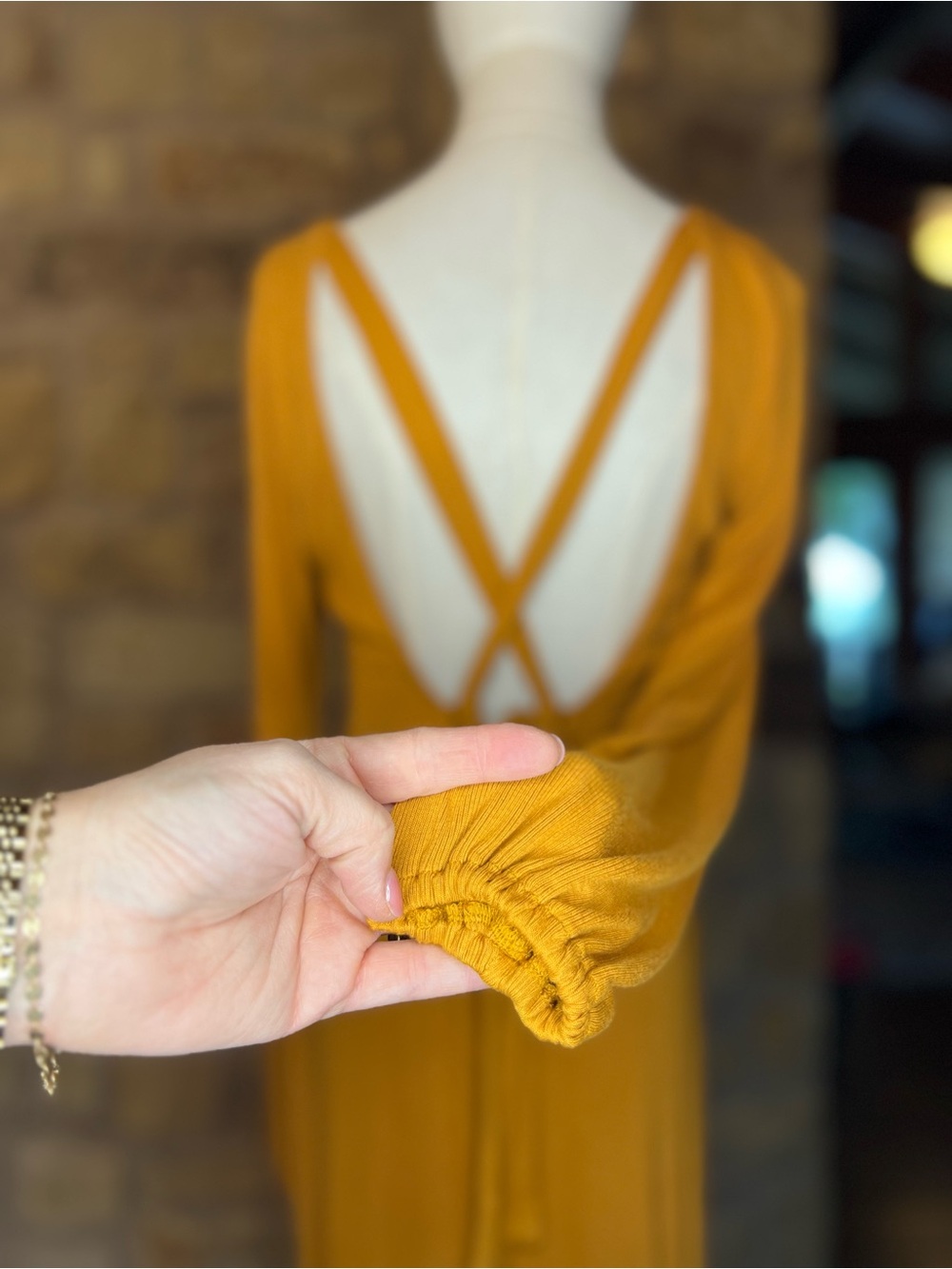 Free People Beach Luna Midi Dress XS Mustard Open Back Boho - Picture 4 of 6